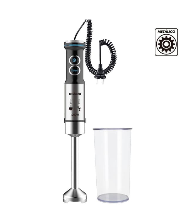 BATIDORA BRAZO CABLE RIZO EXTENSIBLE CON VASO 1000W KUKEN ENGRANAJE METÁLICO